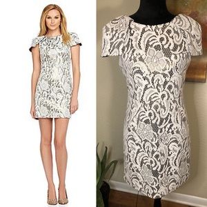 MM Couture White Lace w/ Metallic Shimmer Dress.